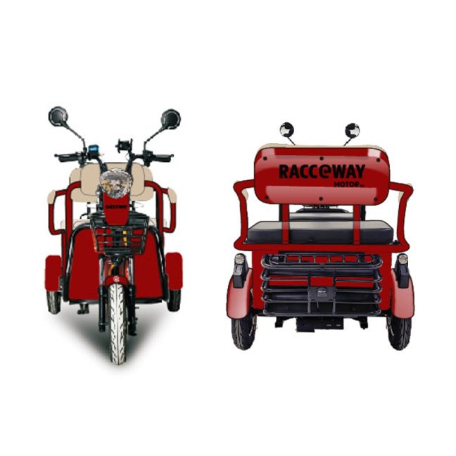 Elektrický dvousedadlový vozík RACCEWAY® E-BUS, červený