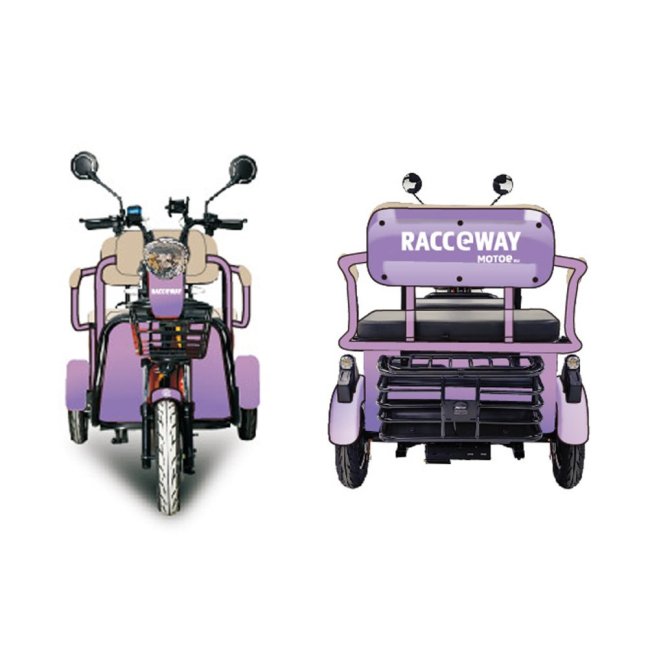 Elektrický dvousedadlový vozík RACCEWAY® E-BUS, fialový