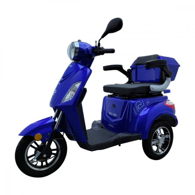 Elektrický tříkolový vozík RACCEWAY® VIA-MS09, modrý lesklý