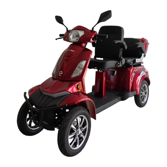 Elektrický čtyřkolový vozík RACCEWAY® STRADA LUX DUO, červený