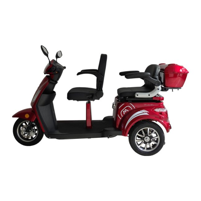 Elektrický tříkolový vozík RACCEWAY® VIA LUX DUO, červený
